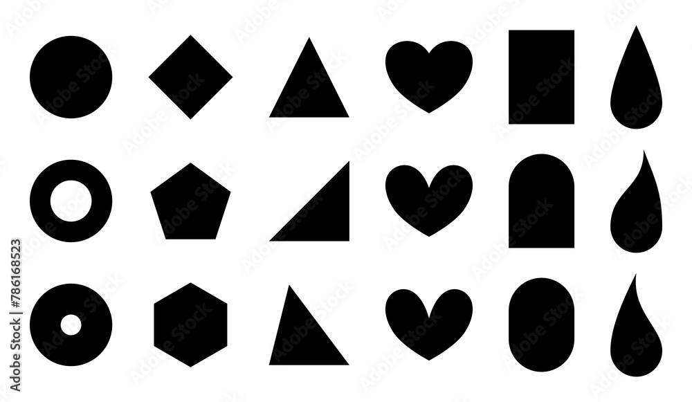 Wall mural collection of basic shapes – set of simple geometric figures isolated on a white background