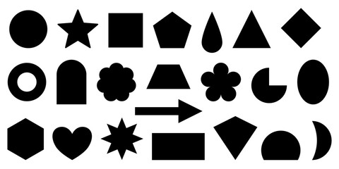 Collection of basic shapes – Set of simple geometric figures isolated on a white background