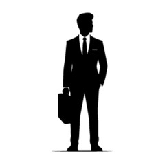 business man standing pose back view vector black color silhouette, Black color silhouette white background (6)