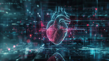 Obraz premium Create an illustration of a hologram with a pulsating heartbeat as the focal point