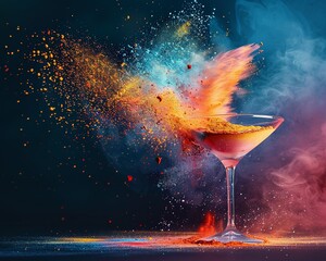 Powder exploding into a cocktail of vibrant pigments in slow motion - obrazy, fototapety, plakaty