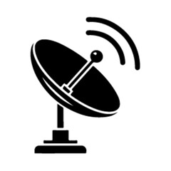 Satellite dish icon vector black color silhouette, white background (8)