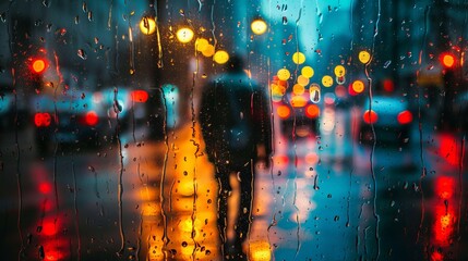 man walking in rain  - obrazy, fototapety, plakaty