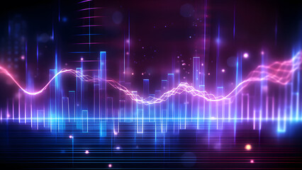 Neon light sound wave equalizer effect abstract background