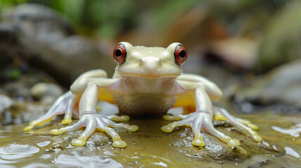 Close up portrait of an albino frog in the wild nature - 786171537