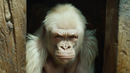 Close up portrait of an albino gorilla in a zoo - 786171989