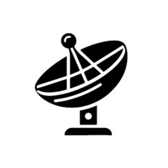 Satellite dish icon vector black color silhouette, white background (35)