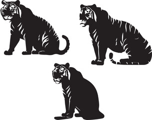 set of tigers silhouette