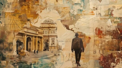 World travel and collage art. - obrazy, fototapety, plakaty