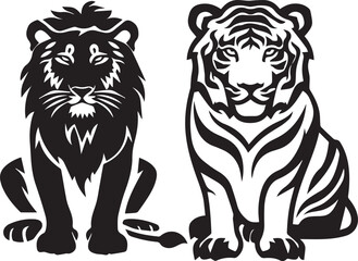 tiger and lion vector