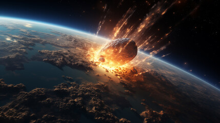 fireball coming from space hitting the planet earth - 786172713