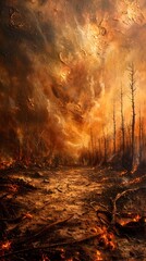 Haunting Aftermath of Raging Forest Fire Engulfs Desolate Landscape