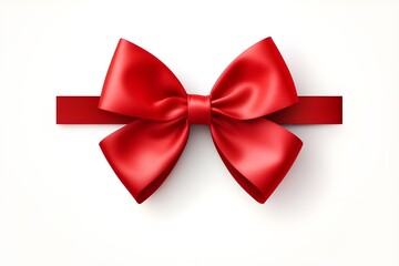 Red gift bow with ribbon isolated on white
