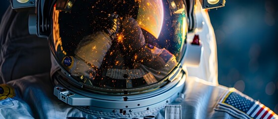 Solitary Astronaut Reflects on the Boundless Beauty and Isolation of Exploring the Cosmic Expanse - obrazy, fototapety, plakaty
