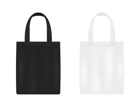 Canvas bag. fabric bag mockup. Fabric bag with handle. template of black and white cotton eco bag. Blank eco template, Bags mockup. Vector illustration