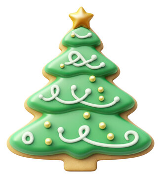 PNG Christmas tree sugar cookie dessert food white background. AI generated Image by rawpixel.