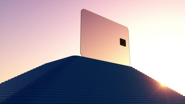 Futuristic concept from a credit card or payment card. 3d rendering animation.	