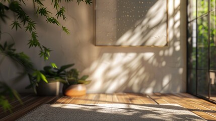 Tranquil Home Interior with Sunlight and Green Plants