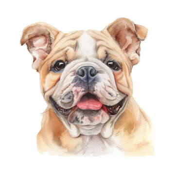 bulldog dog watercolor good quality and good design