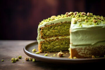 Pistachio Cake, Nutty cake with pistachio frosting