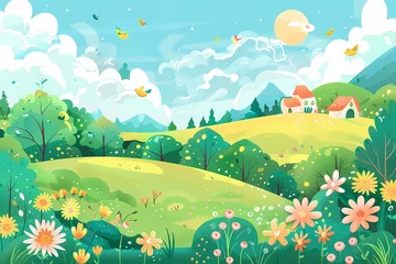 Rolgordijnen Cartoon Nature background, Illustration © IMAGE