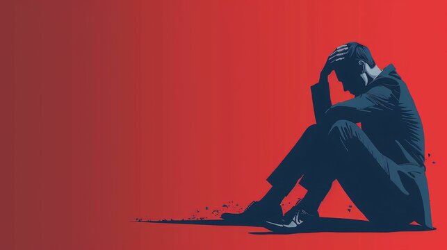 Despairing investor sitting with head in hands