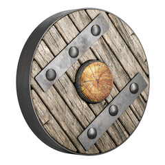 Ancient relic wooden wagon wheel. 3D rendering isolated on transparent background