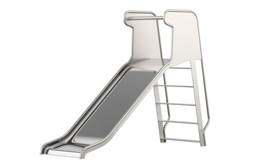 Stainless-steel slide for playground, 3D rendering isolated on transparent background