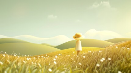 3D landscape C4D cartoon cute style background material