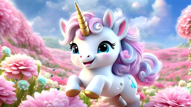 cute unicorn in dreamy land