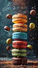 Keuken spatwand met foto various colors macarons  stacked © Clemency