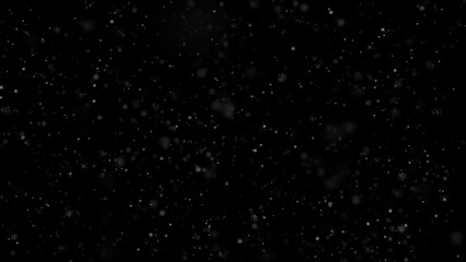 Snowfall Isolated Black Background White Snow Snowflakes Overly Texture