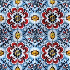 Fototapeta premium Old portuguese, italian, sicilian tile, flower tile