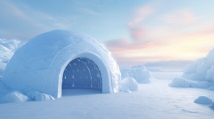 A photo of an Igloo in Minimalistic Arctic Style