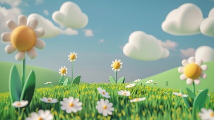 3D landscape C4D cartoon cute style background material