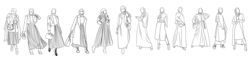 Illustration of a hijab woman collection