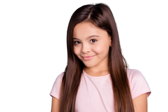 Close-up portrait of her she nice-looking cute lovely sweet lovable fascinating well-groomed attractive cheerful straight-haired brunette girl isolated over blue pastel background