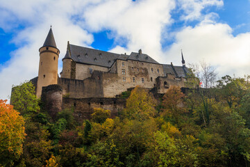 View of Vianden castle in Luxembourg - obrazy, fototapety, plakaty