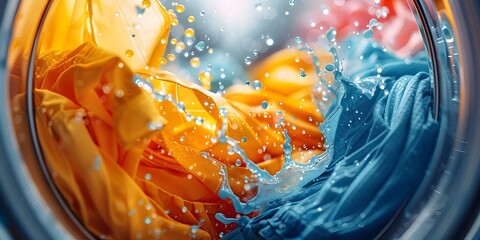 Vibrant Underwater Laundry Dance Symbolizing Freshness and Cleanliness