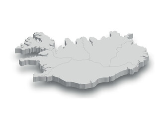 Fototapeta premium 3d Iceland white map with regions isolated