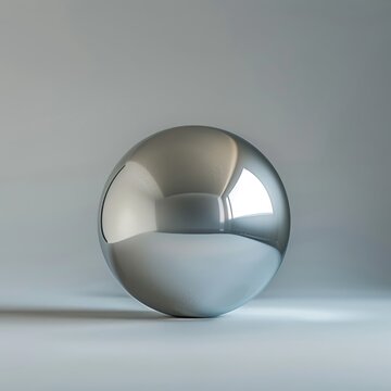 Chrome metal ball with reflection of an empty white room