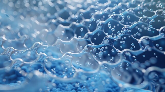 a nanotechnology-enabled water filtration system showing the layers of nanofibers trapping contaminants. The focus is on the microscopic level of filtration