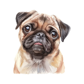 pug dog watercolor good quality and good design
