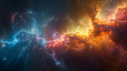 Celestial Tapestry: A Breathtaking Look at a Colorful Nebula Background - obrazy, fototapety, plakaty
