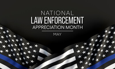 Law enforcement appreciation Month is observed every year in May, to thank and show support to our local law enforcement officers who protect and serve. 3D Rendering