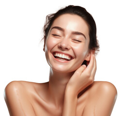 PNG  A firm Tonga womans with cosmetic product laughing adult smile.