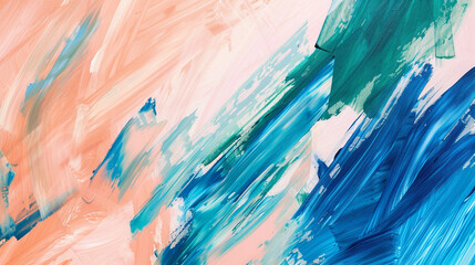 Peach tones with sapphire and emerald energy, a harmonious abstract painting backdrop.