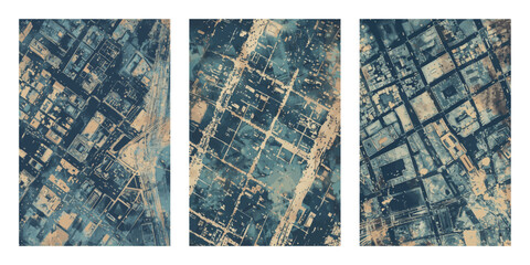 Set of hand drawn city traffic map backgrounds. Grunge vector elements for poster, flyer, cards, web.
