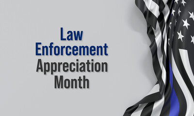 Law enforcement appreciation Month is observed every year in May, to thank and show support to our local law enforcement officers who protect and serve. 3D Rendering