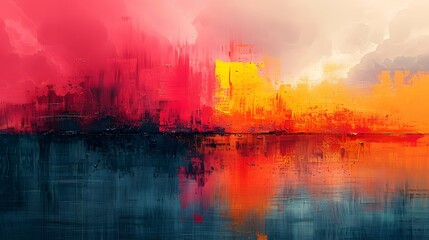  An abstract painting depicting the feeling of isolation and detachment through color and form - obrazy, fototapety, plakaty
